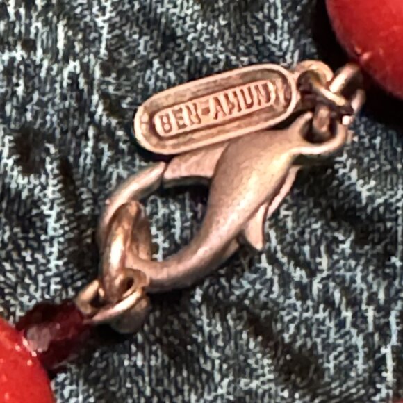 Ben-Amun Cherry Red Graduated Bead Necklace 36" Vintage Look Lobster Clasp Rock - Picture 4 of 9